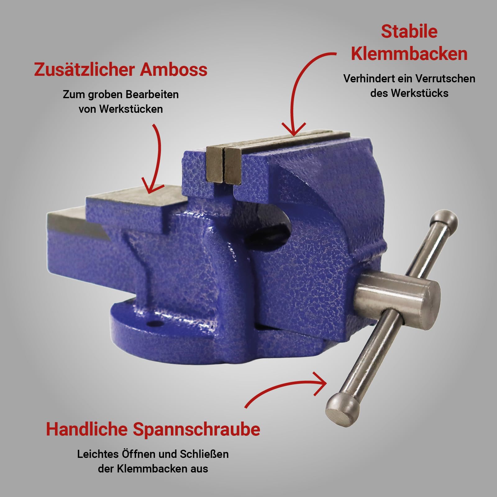Bituxx Schraubstock Handschraubstock Werkbank Werkstatt 200 mm mit Amboss