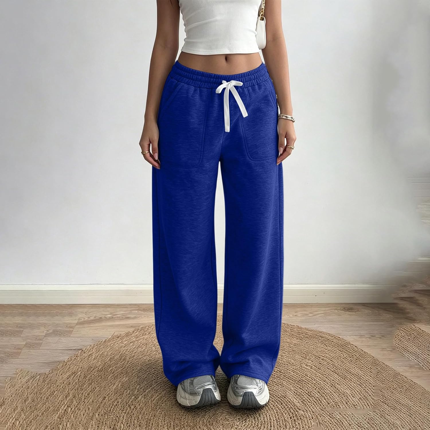 Womens Elastic Waist Cargo Jogger Casual Sweatpants | Cozy Fleece Lounge Fabric, Side Flap Compartments with Ribbed Cuffs, Ideal for Outdoor Sportswear Athletic Bottoms