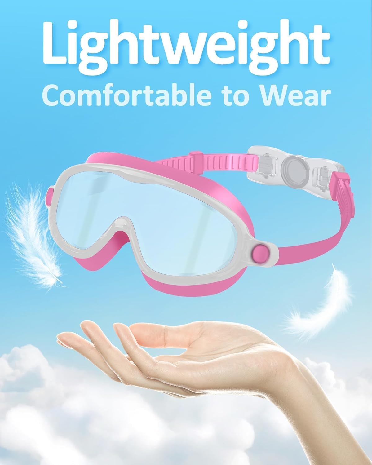 Kids Swim Goggles, Anti-fog, UV Protection and Wide View Swimming Goggles & Swim Cap for Age 3-15 Boys Girls Toddler