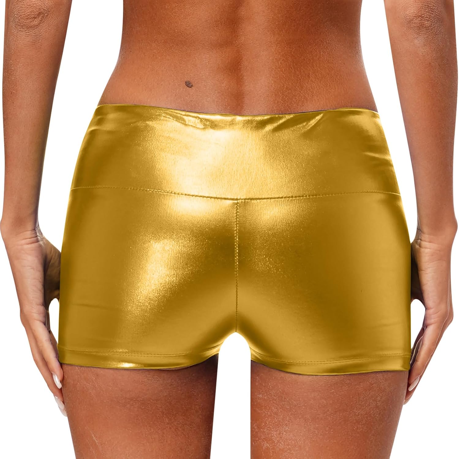 Freebily Women's Girls Shiny Metallic Booty Shorts Athletic Gymnastic Sports Tumbling Rave Club Dance Bottoms