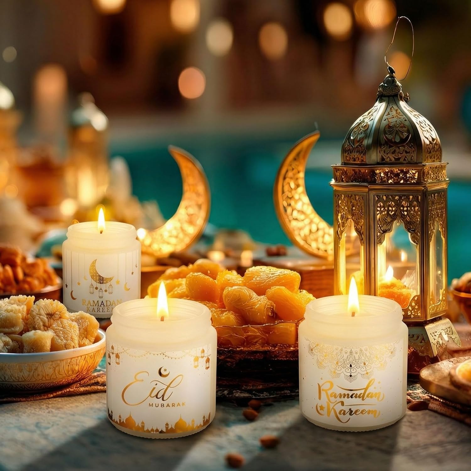 MTLEE 16 Pcs Eid Mubarak Jar Candles Ramadan Scented Candle Gifts Women Men Muslim Islamic Thank You Gifts Bulk with Gift Box Tags Ribbons for Eid Islamic Festival Wedding Party Favor Home Decor