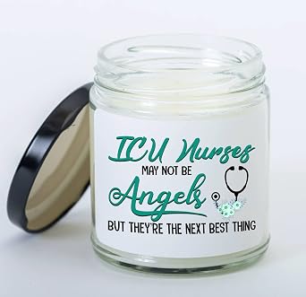 ICU Nurse Life Vanilla Candle ICU Nurses May Not Be Angels Thank You Gifts for Intensive Care Unit Nurse Women Men - Intensive Care Unit Nurse Gifts for Women Men On Birthday, Christmas