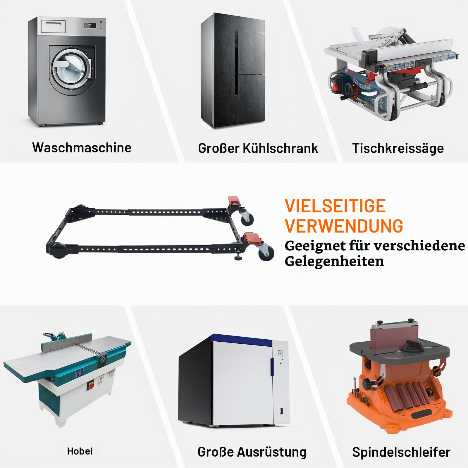 VEVOR Mobiler Sockel, 226,8 kg Tragkraft, Einstellbar von 304x304mm bis 914x914mm, Robuster Universal-Mobilständer mit Schwenkrädern, für Holzbearbeitungsgeräte, Bandsägen, Elektrowerkzeuge, Maschinen