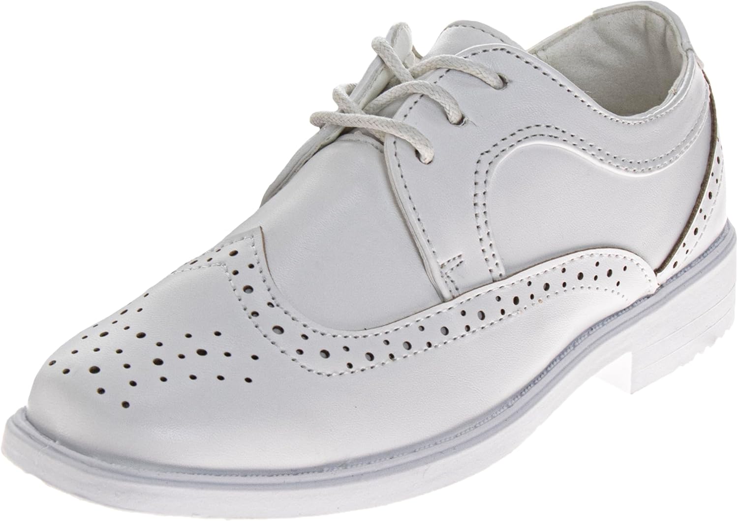 Josmo Boys Classic Comfort Oxford Shoe - Wing Tip Formal Dress Shoes lace up (Colors: Black/Brown/White) (Sizes: 7-10 Toddler / 11-2 Little Kid / 3-6 Big Kid)