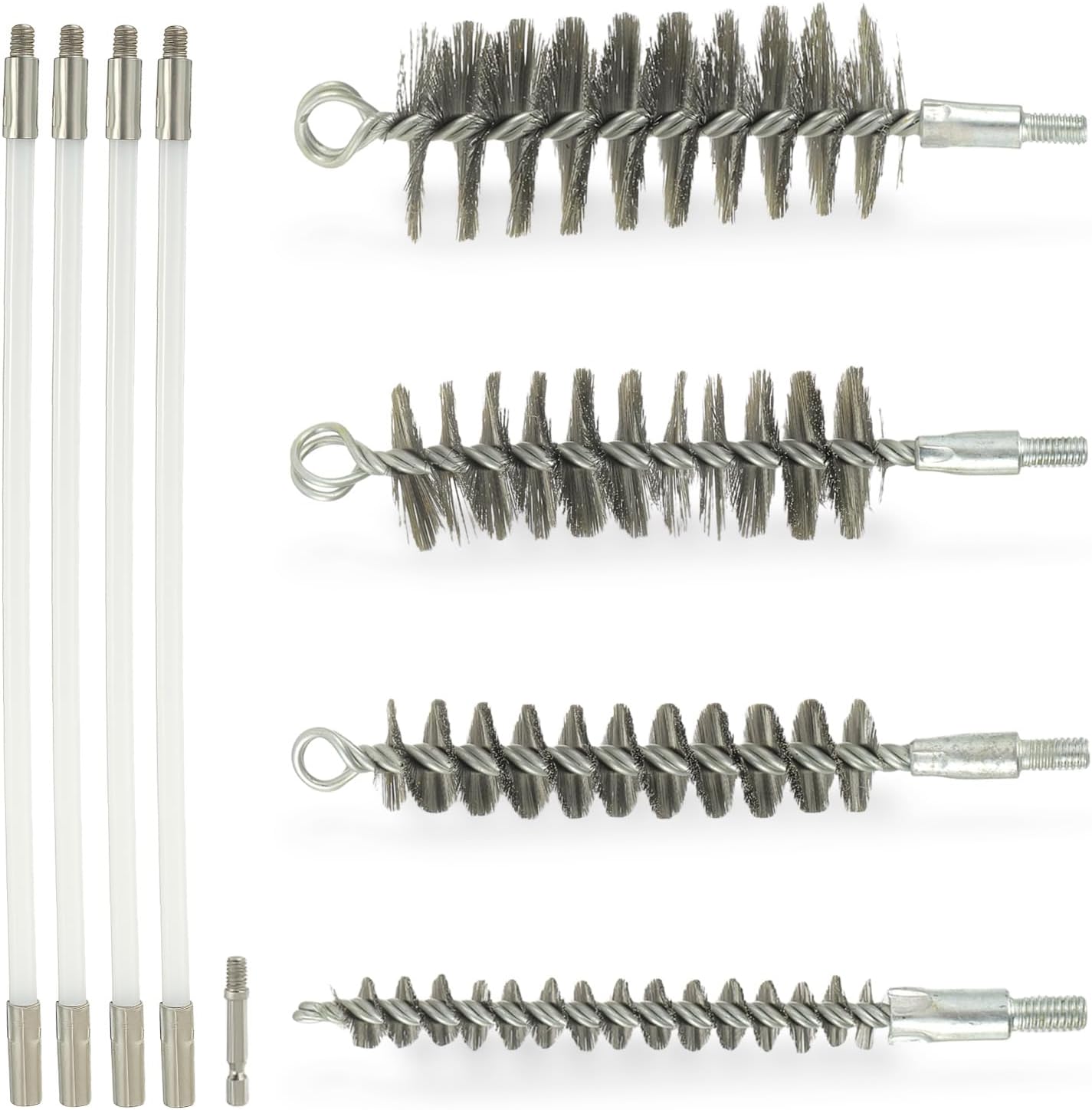 50 in Pipe Cleaning Brush Set with Stainless Steel Bristles