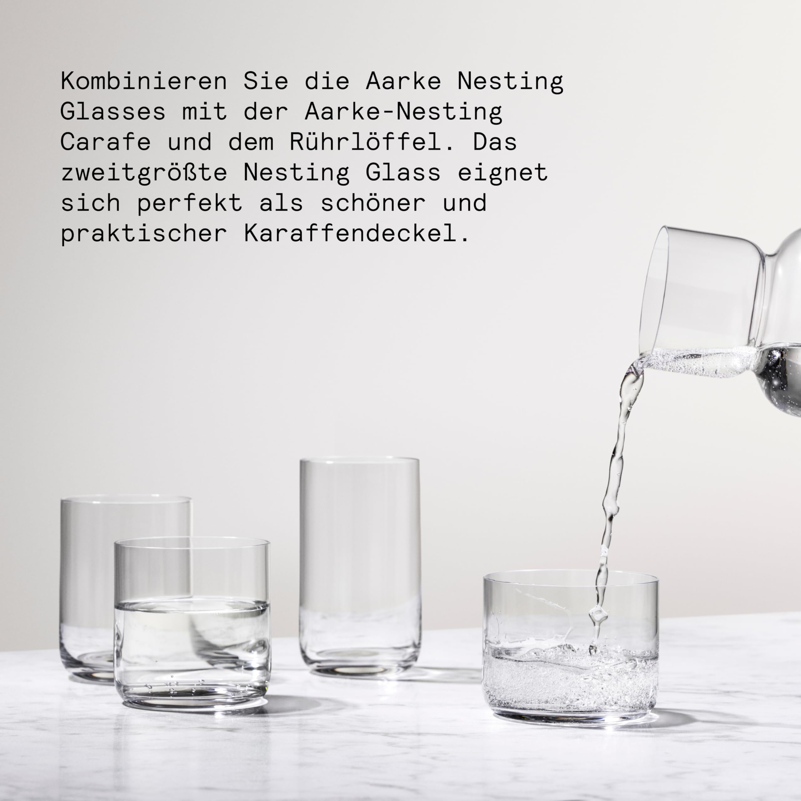 aarke Nesting Glasses, 4 x 290 ml, Verres en Cristal, Lavable au Lave-vaisselle