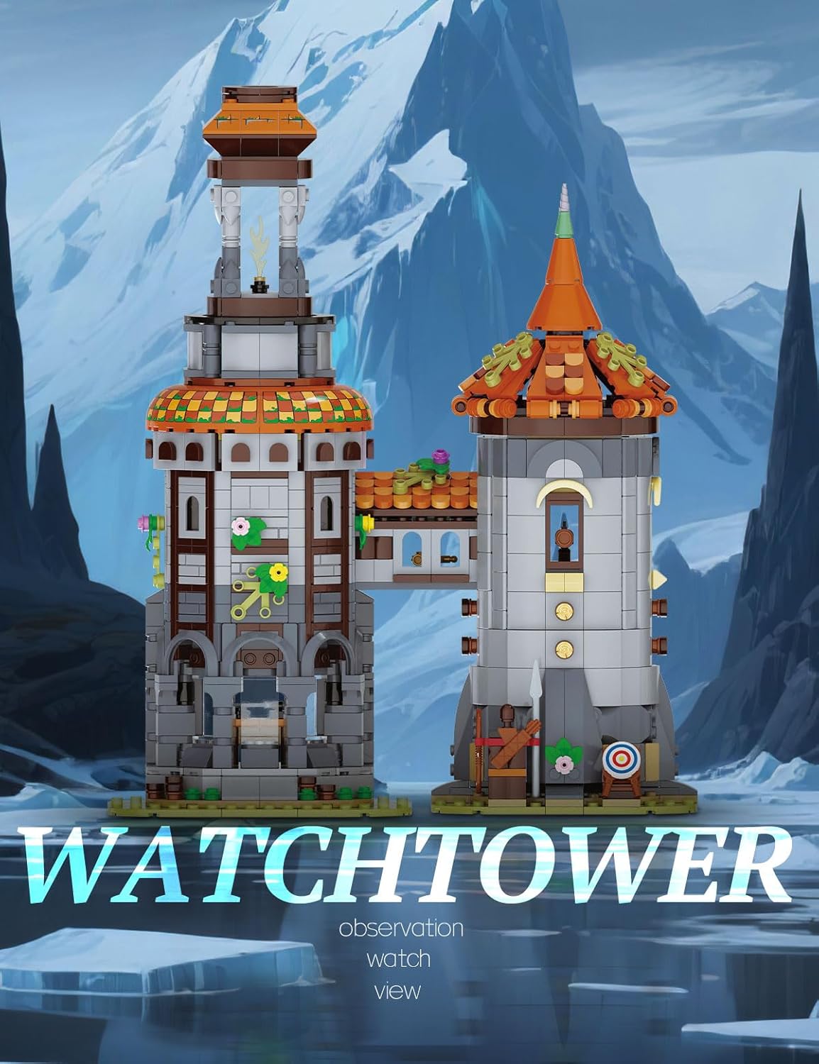 SEMKY City Series Medieval Watchtower Building Blocks Set, (1326+Pieces) Medieval House Model Gifts for Kid and Adult