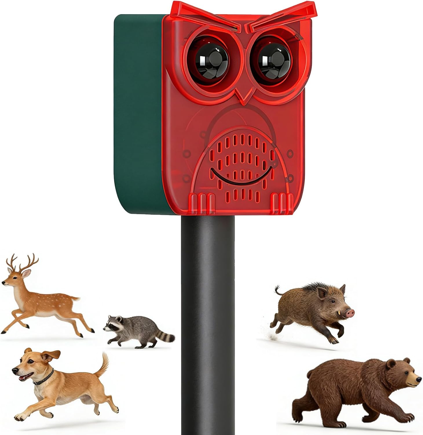 ChunHee Photo voltaic Out of doors Movement Sensor Alarm Canine Barking Safety Siren129db Loud Noise Maker 6 Pink Movement Activated Strobe Gentle for Residence/Backyard/Yard/Farm