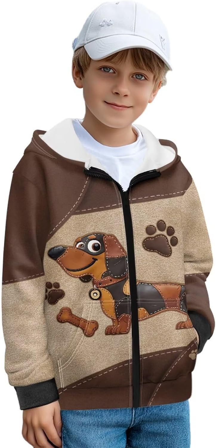 Suobstales Girls Boys Sweatshirt Zip Up Hoodies Long Sleeve Sports Jacket with Pocket Athletic Hoodie Outerwear Top Size 6-16