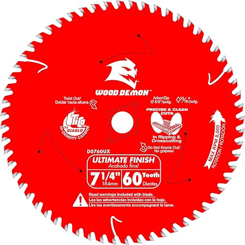 Vista 23 de Diablo - Hoja de sierra de acabado de alto rendimiento para madera - 6-1/2" x 40 dientes, carburo Tico - D0641X