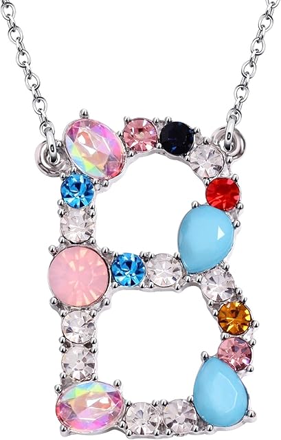 Mother Gift,A-Z Initial Silver Crystal Necklace For Women Lady Girl Daughter Sister Friends Birthday Gift