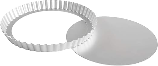 Fat Daddio's PFT-95 Round Fluted Tart Pan, 9.5 x 1 Inch