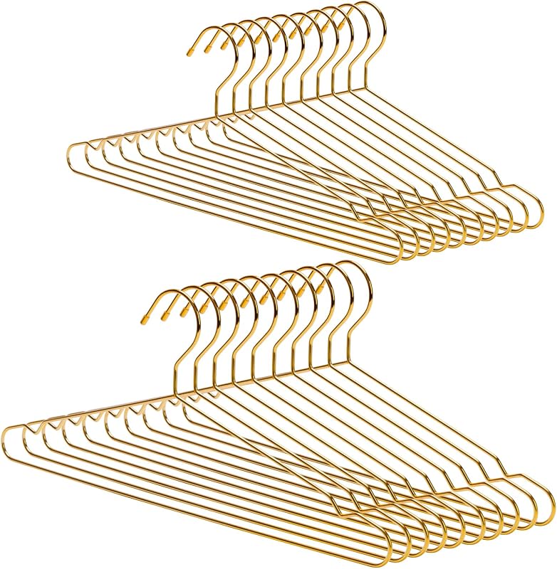 Nature Smile 20 Pack 17.7 Inch Men's Heavy Duty Metal Hangers, Space Saving Wire Coat Hanger for Everyday Use, Gold