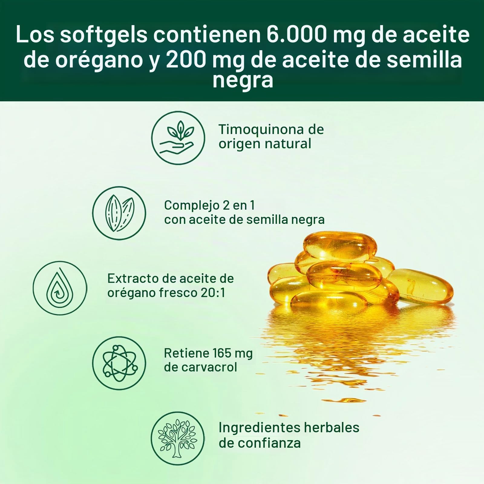 VivoNu de aceite de orégano, aceite de orégano equilibrado con aceite de semillas negras, aceite de orégano orgánico, sin OGM
