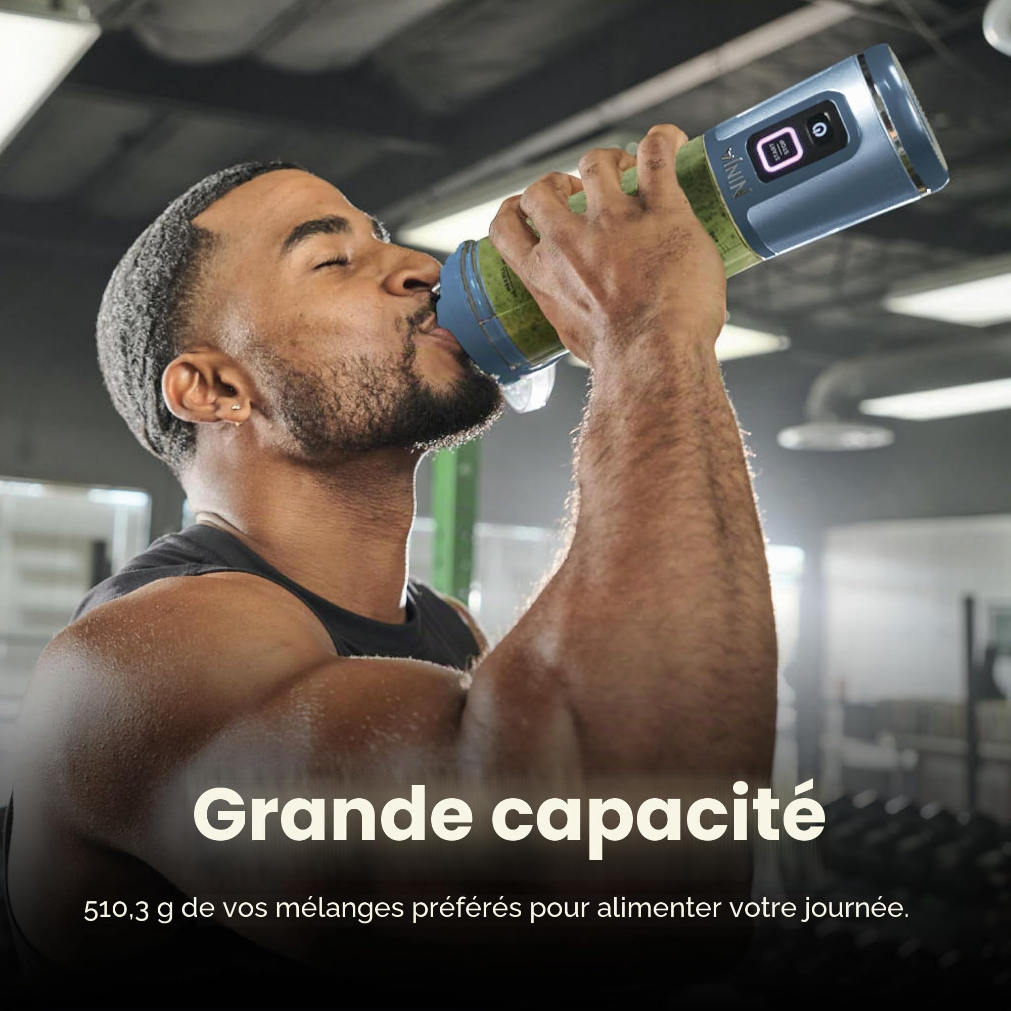 Ninja Blast BC151MB – Mélangeur portable sans fil, récipient de 532 ml, mélangeur personnel pour shakes et smoothies, sans BPA, couvercle étanche et bec verseur à gorgée, rechargeable par USB-C, passe