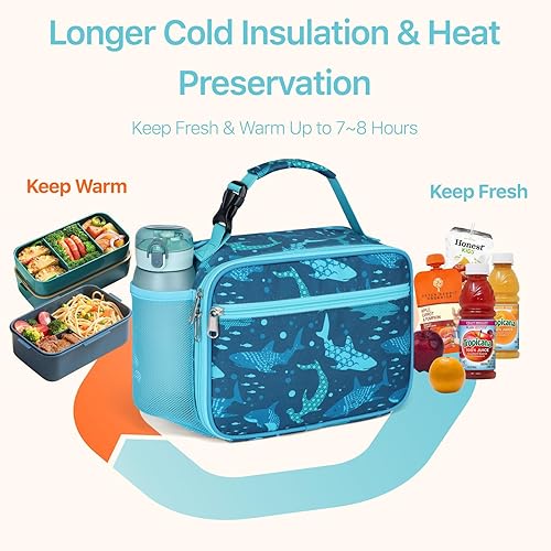 Miniatura 3 de Bagseri Lonchera infantil para niños, bolsa de almuerzo aislada para niños, mini bolsa enfriadora con forro a prueba de fugas, bolsa de almuerzo