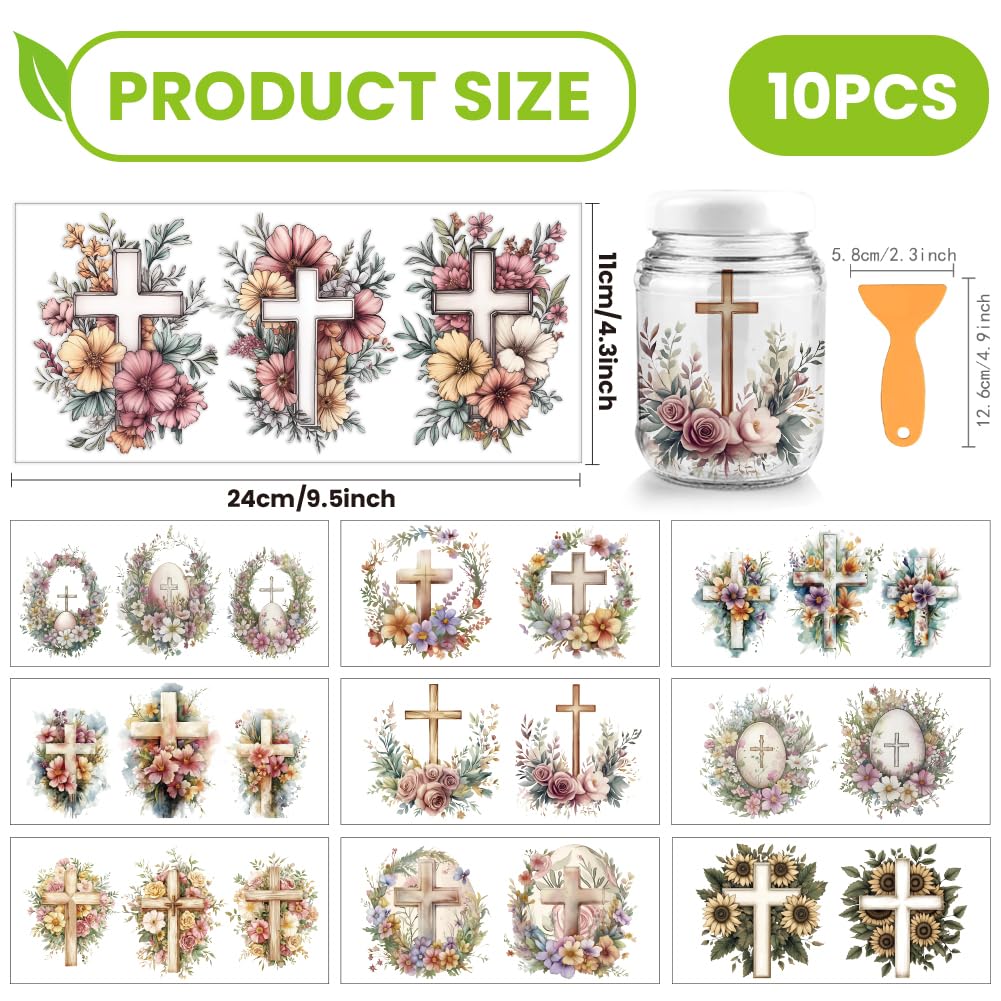 arricraft 10 Pcs Colorful Cross Theme Cup Printing UV Transfer Papers - Image 2
