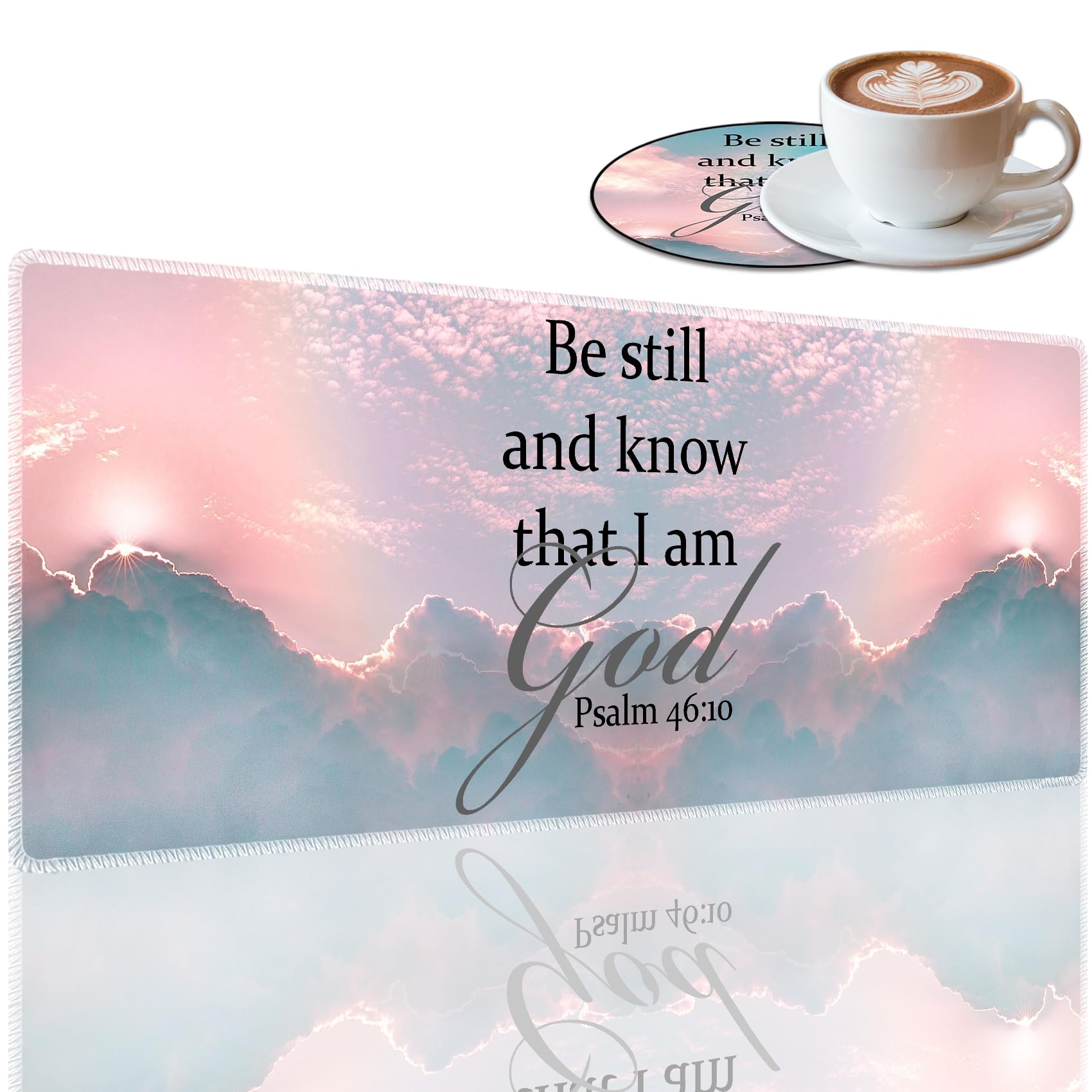 Durable Desk Mat and Coaster Stylish Set, Large Gaming Office Mouse Pad 31.5 "x 11.8", Extended Non-Slip Rubber Keyboard Pad, Laptop & Home, Quoting