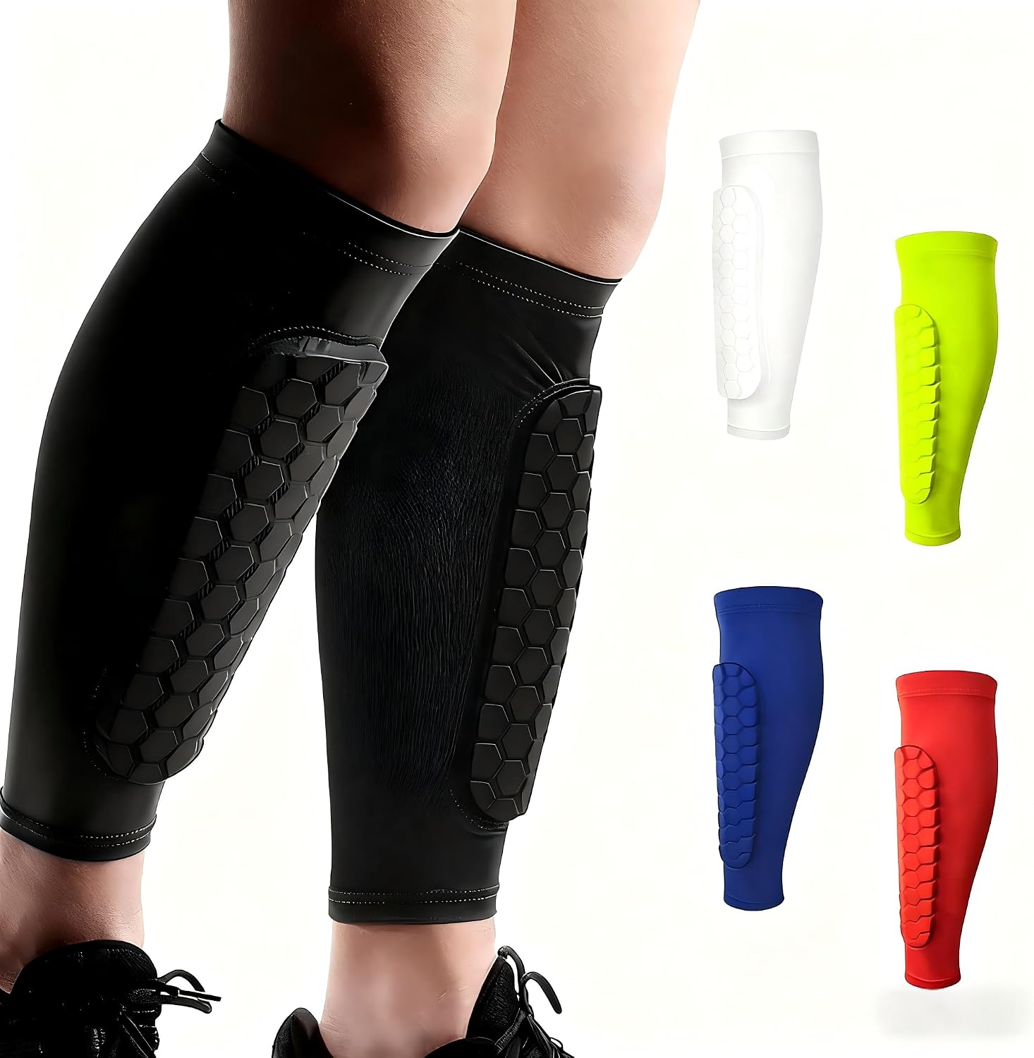 Shin Defender Shin Guard, 2 Pack Shindefender Shin Guards Sleeves, for Running, Basketball,Fotball，Soccer