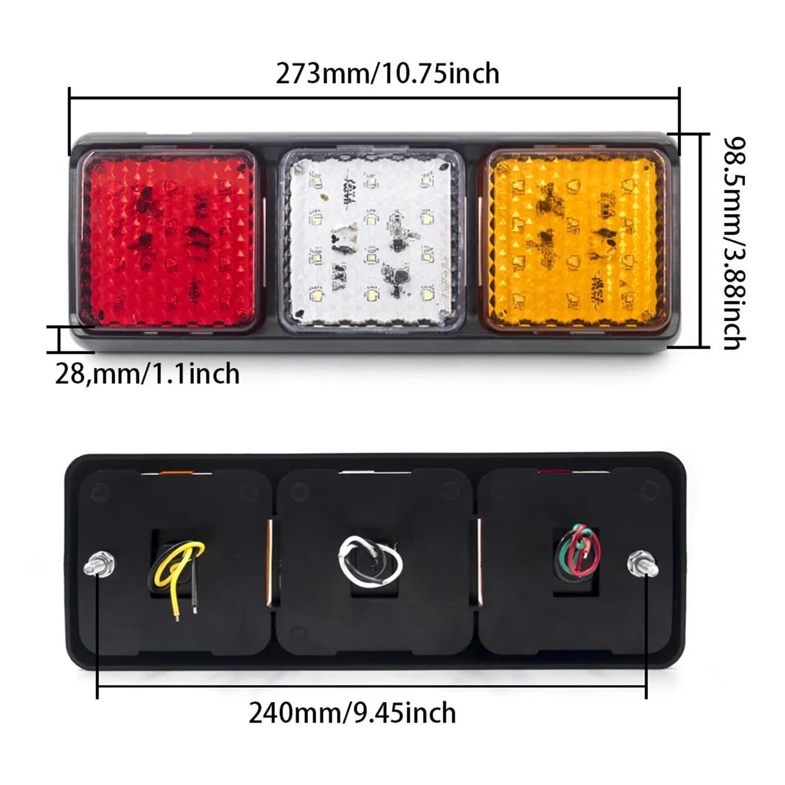 Genérico Faros Traseros Luz trasera 12V y 24V, indicadora función señal giro freno trasero marcha atrás para camión, RV autobús, 2 uds Luz Izquierda