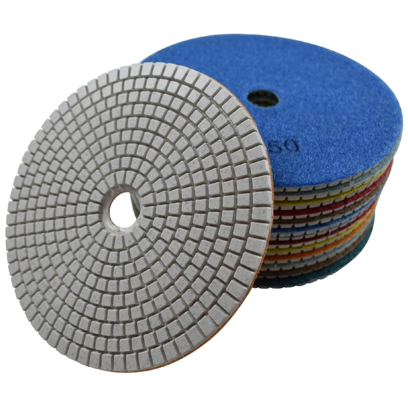 6-Zoll-Diamant-Polierpad, Nassschleifpapier for Schleifen von Beton, Stein, Marmor, Granit, Arbeitsplatte, 7 Stück