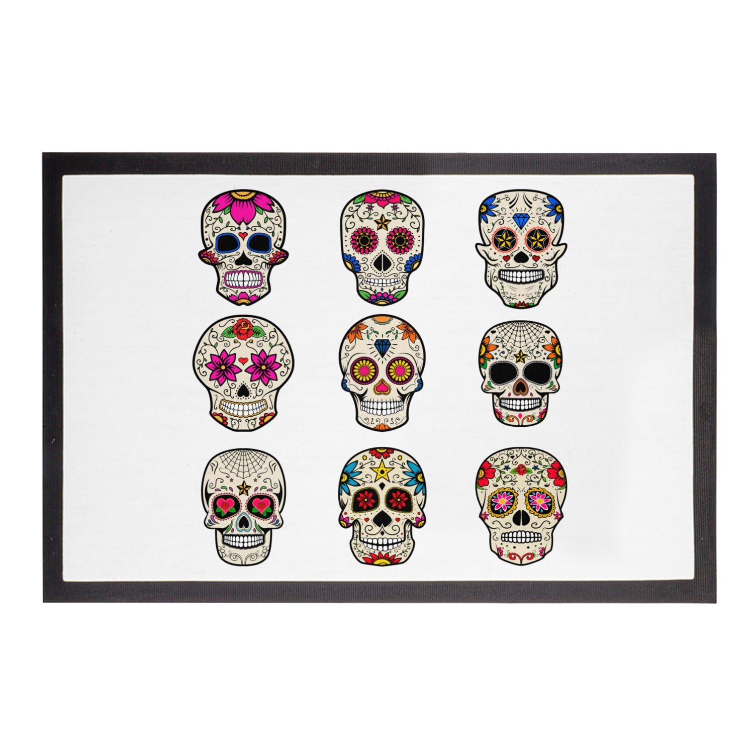 Paillasson Crane Muerte blanc au motif de Halloween Mexique grand format 75x50