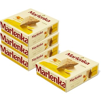 MARLENKA  3+1 Lemon Honey Cake 4 x 800g Czech Cake for Desserts and Gift Sets Delicious Honey Cake Gift Box Honey Cake for Special Occasions