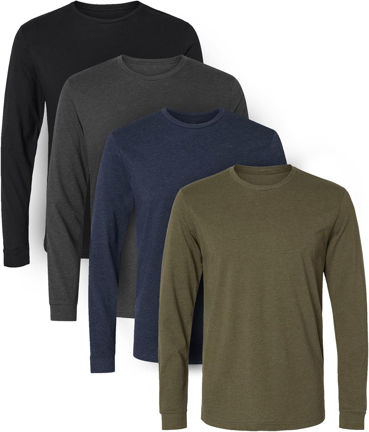 Men’s Long Sleeve T-Shirt – Soft Fitted Crew Neck Tee – Premium Classic Long Sleeve Plain Casual Shirt for Men