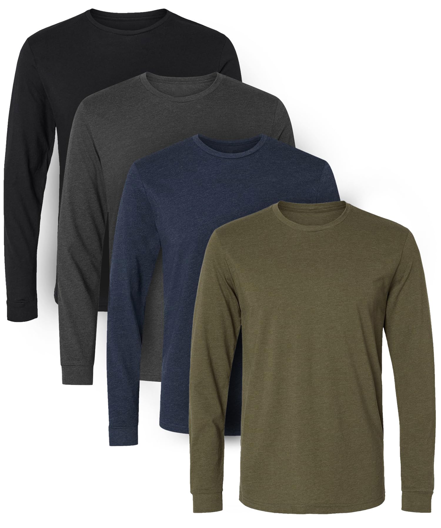 Mens Long Sleeve T-Shirt Soft Fitted Crew Neck Tee Premium Classic Long Sleeve Plain Casual Shirt for Men