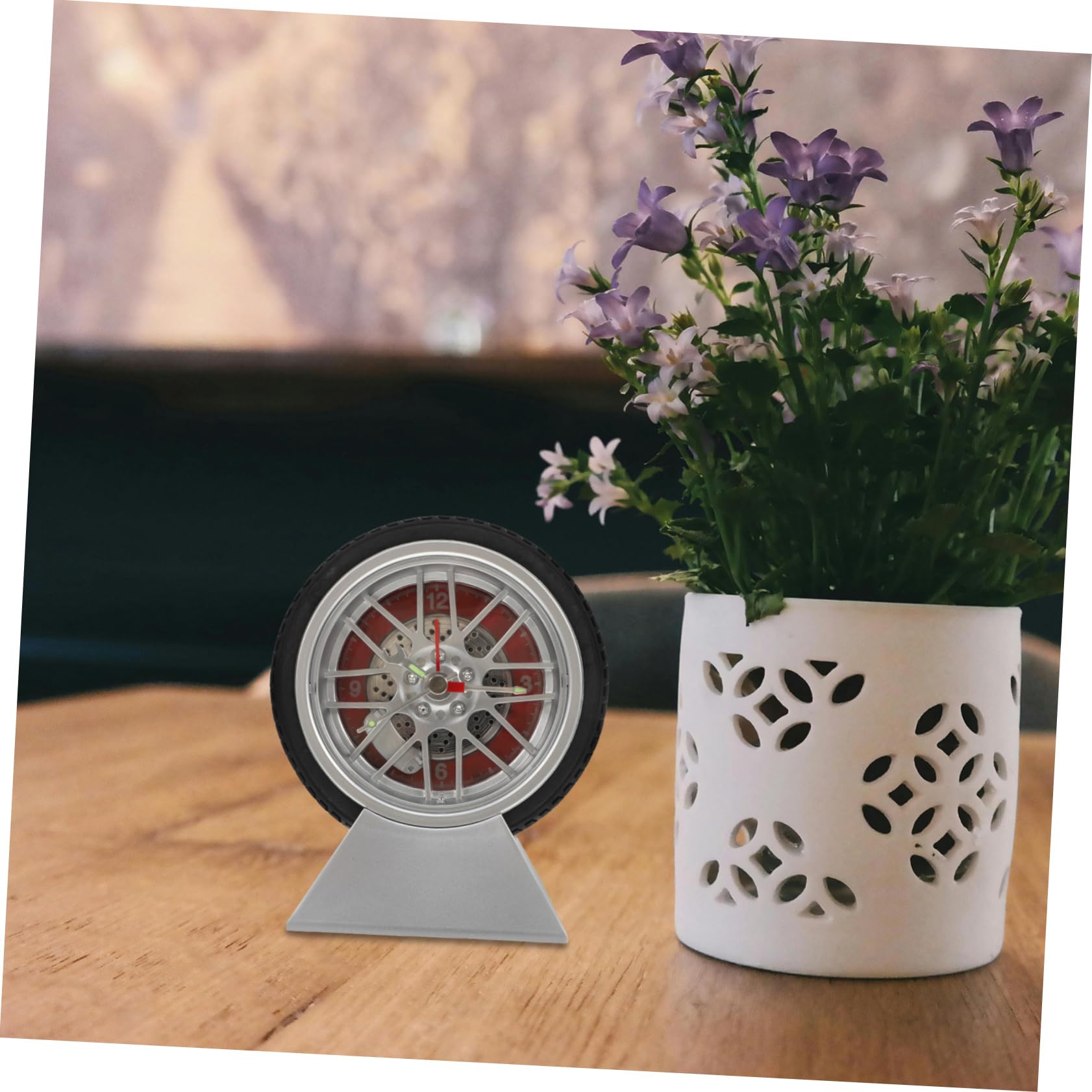 Healifty Reloj de Escritorio Neumático de Coche con Base, Cuarzo, Abs | Diseño Moderno y Detalle Preciso, para Dormitorio y Decoración del Hogar, Estilo Original