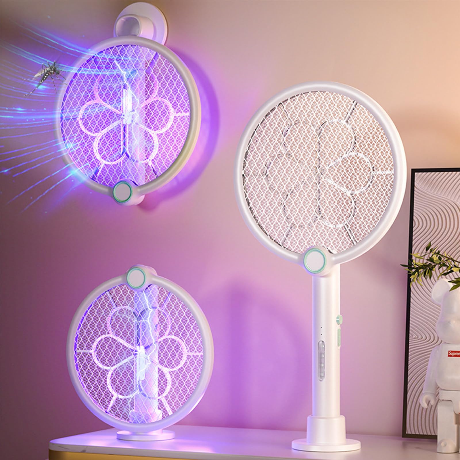 Matamoscas Eléctrico Portátil con Luz Led UV De Alto Voltaje, Recargable por USB para Interiores Y Exteriores.,B