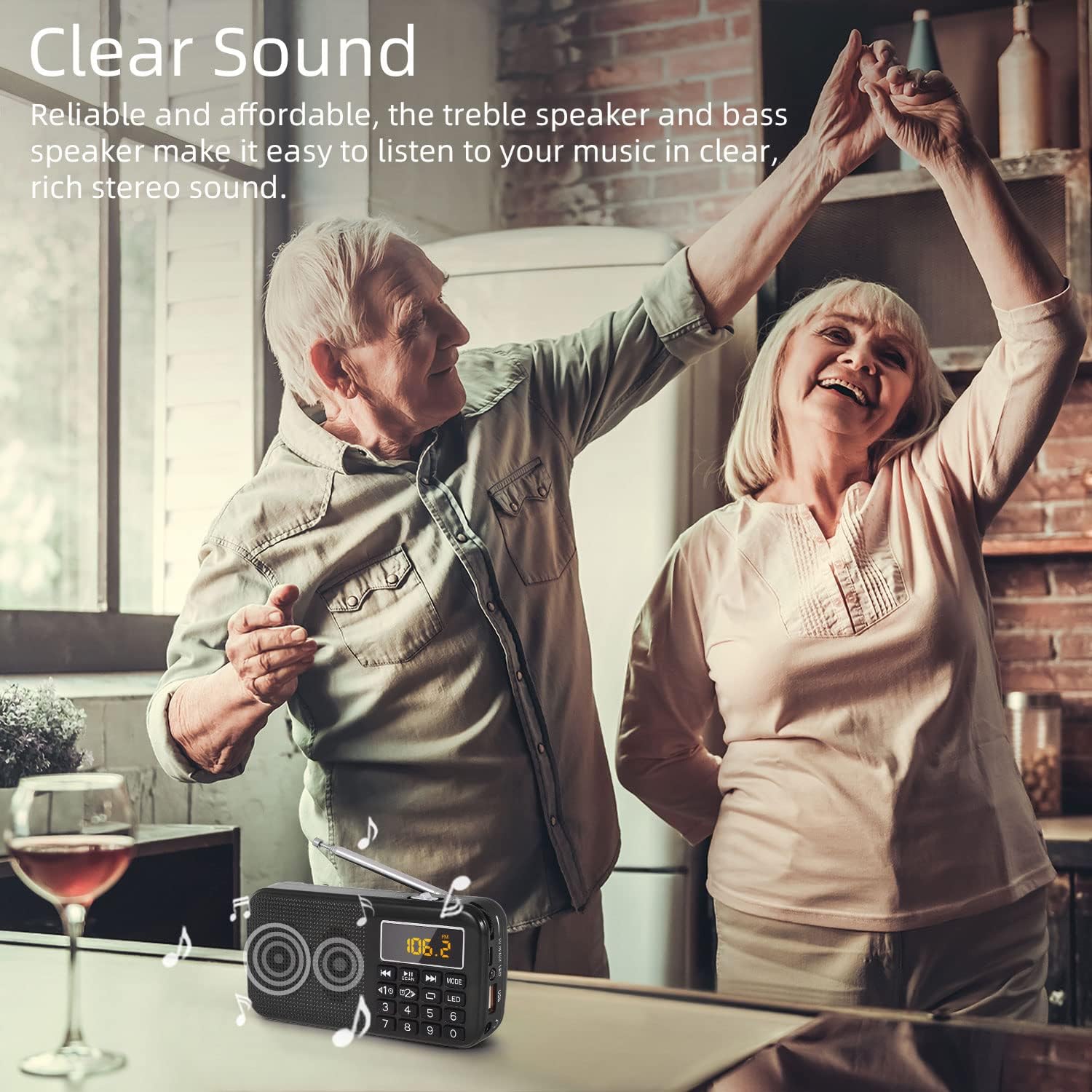 40% Off Discount PRUNUS 3000mA J-725C Portable Mini FM Radio,Small Radio Speaker Music Player USB Drive TF Card with LED Display, Alarm Clock, 3000mA Rechargeable Battery, NO AM(Red)