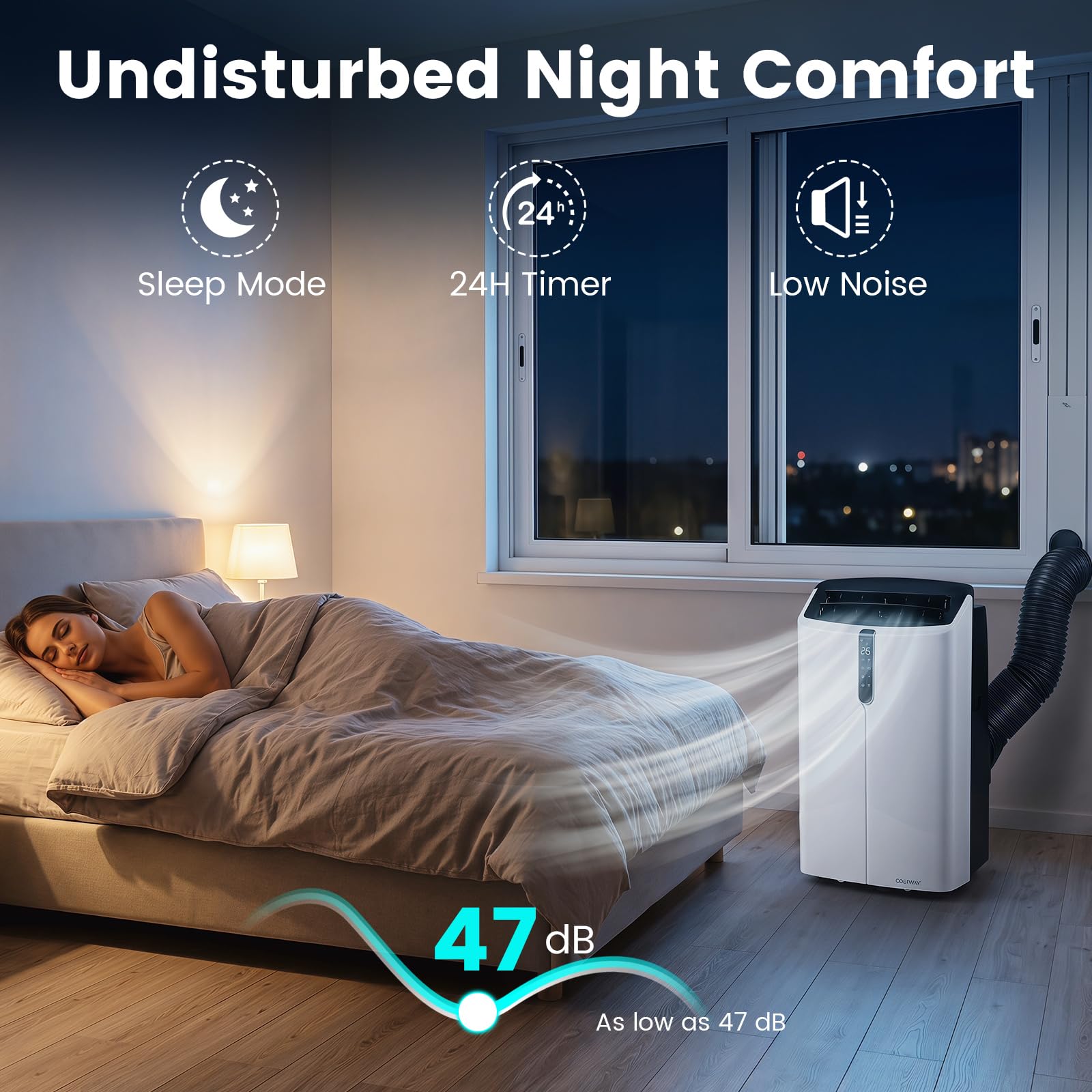 COSTWAY 12000 BTU Klimaanlage mobil mit Abluftschlauch & Fernbedienung/Wifi | Klimagerät mobil mit Kühlung, Heizung, Entfeuchtung, Ventilator & Schlafmodus, Air Conditioner leise, Kühlgerät 3,5kW