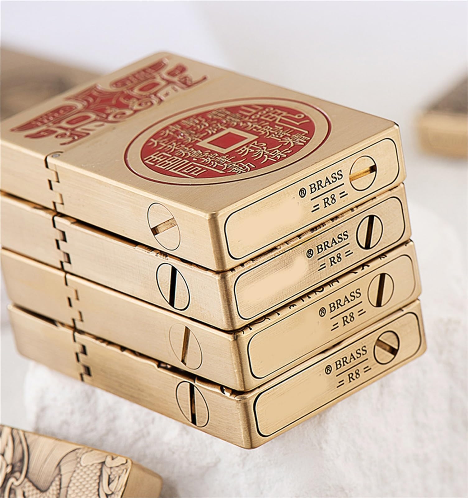 Mechero de queroseno de cobre hecho a mano vintage, llama suave, diseño grabado, combustible recargable, regalo retro para hombres (combustible no incluido)