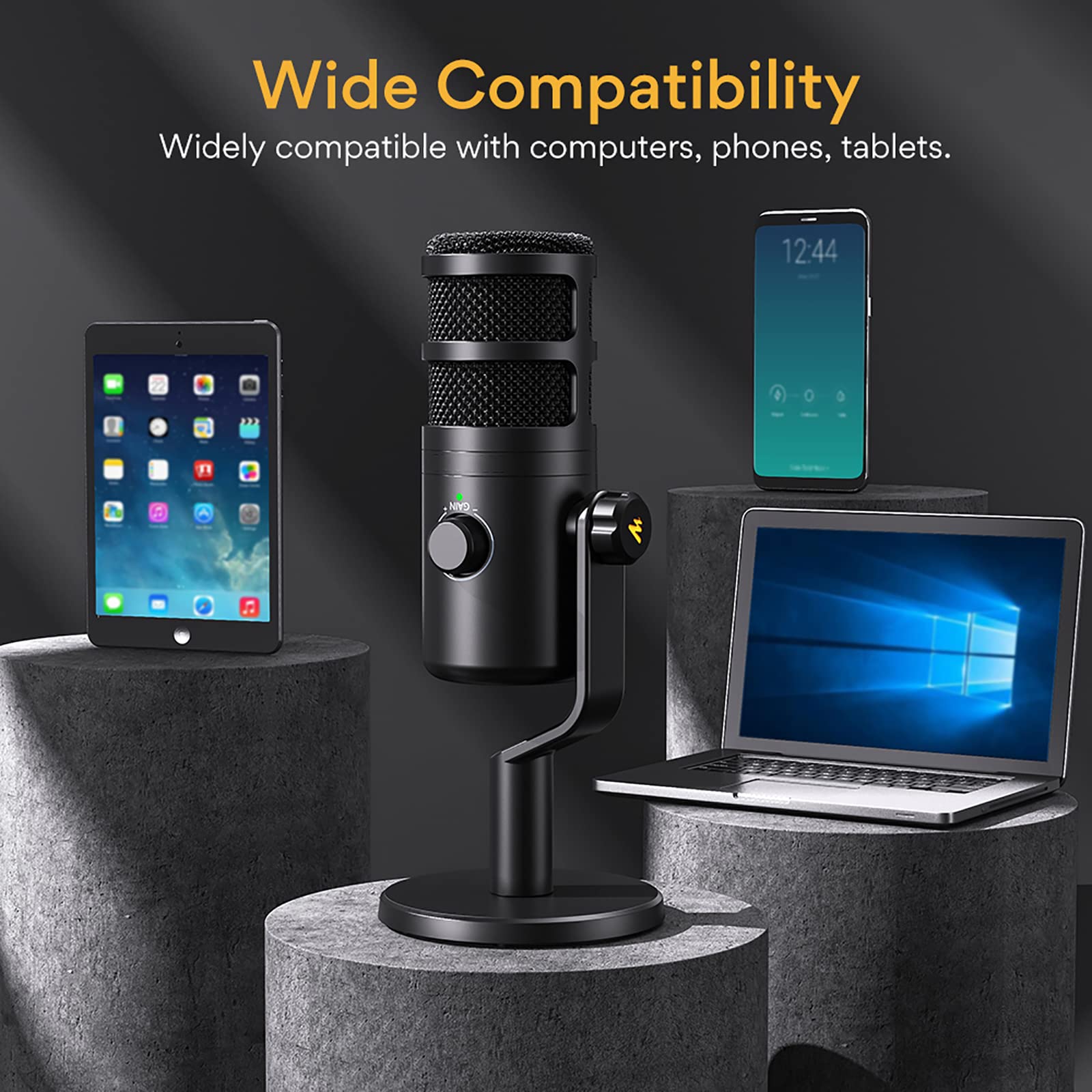 Microfono USB, Microfono Cablato Per Registrazione Dal Vivo E Doppiaggio, Rete a Prova Di Pop a Doppio Strato Integrata, Adatto Per Podcasting, Streaming Multimediale E Creatori Di Contenuti