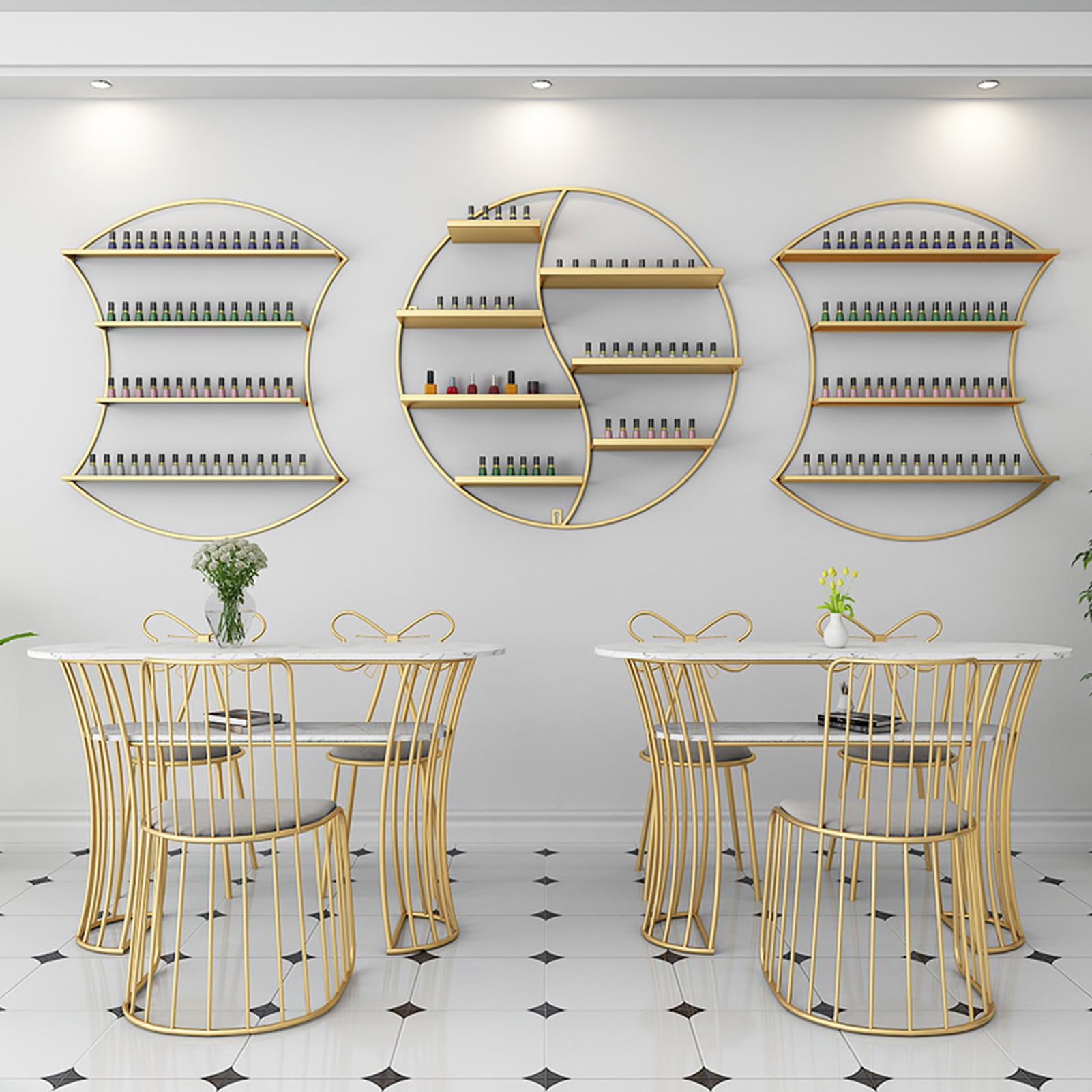 Organizador de esmaltes de uñas de Pared: Soporte de esmaltes de uñas de Pared, Soporte Redondo de Varios Niveles para perfumes y aceites Esenciales, Estante de Almacenamiento de Metal para