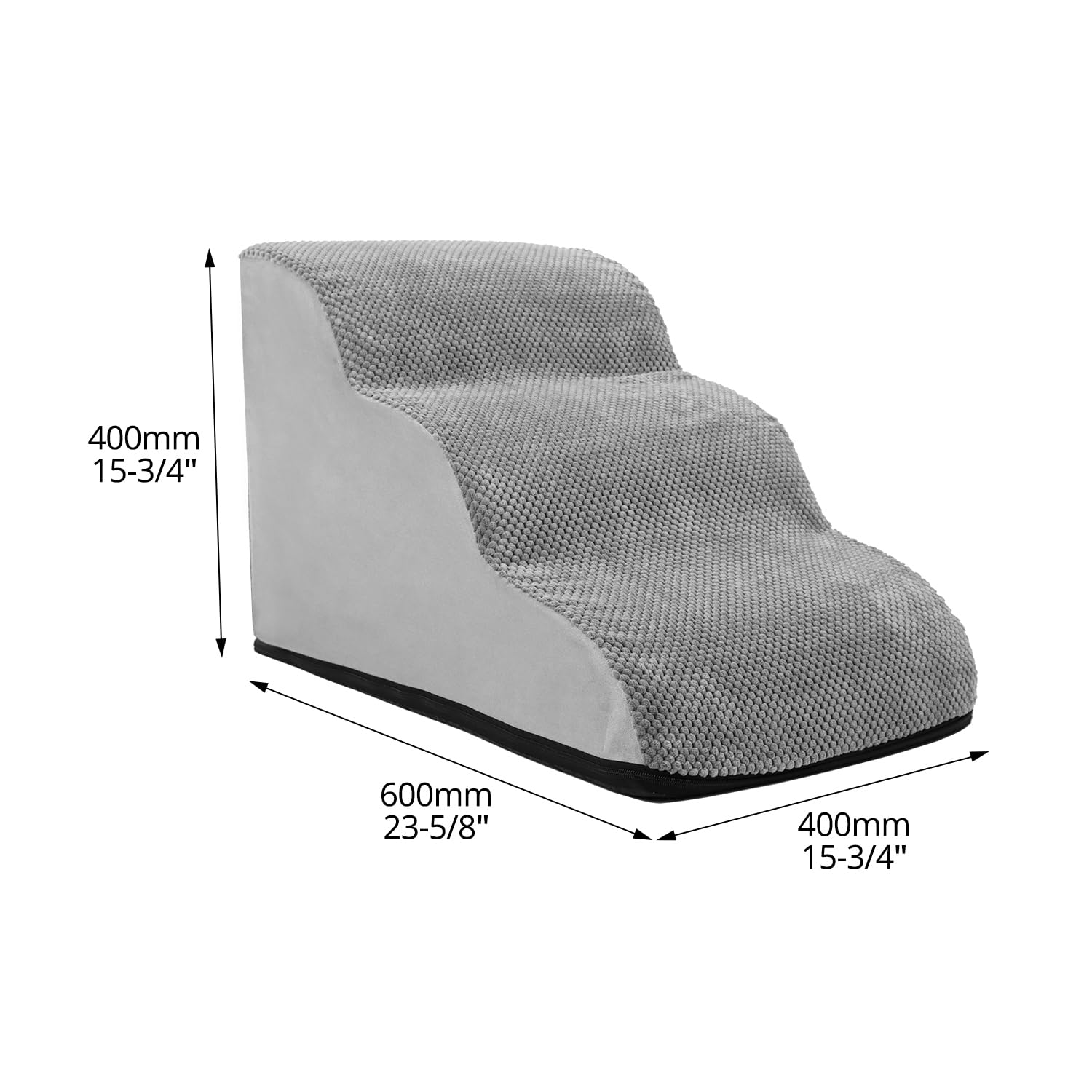 QWORK® Escaleras para Perros y Mascotas 60x40x40cm - 3 Escalones Lavables de Espuma Viscoelástica para Perros Pequeños, Medianos, Mayores y Gatos