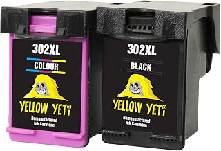 Yellow Yeti Remanufactured 302XL 302 XL Ink Cartridges (Black, Colour) for HP DeskJet 1110 2130 2132 3630 3632 3634 ENVY 4520 4522 4524 4527 Officejet 3830 3831 3832 3834 4650 4654 4655 4656 4658 5230
