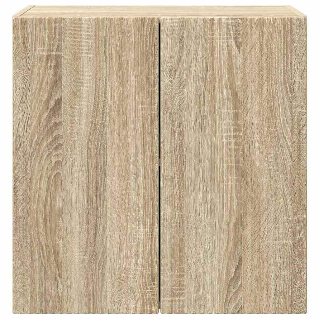 TV-Wandschrank, Holz, Sonoma-Eiche, 59,5 x 31 x 60 cm | Drehtüren 90°, Aufbewahrung mit mehreren Fächern, einfach zu installieren, Pflege mit feuchtem Tuch