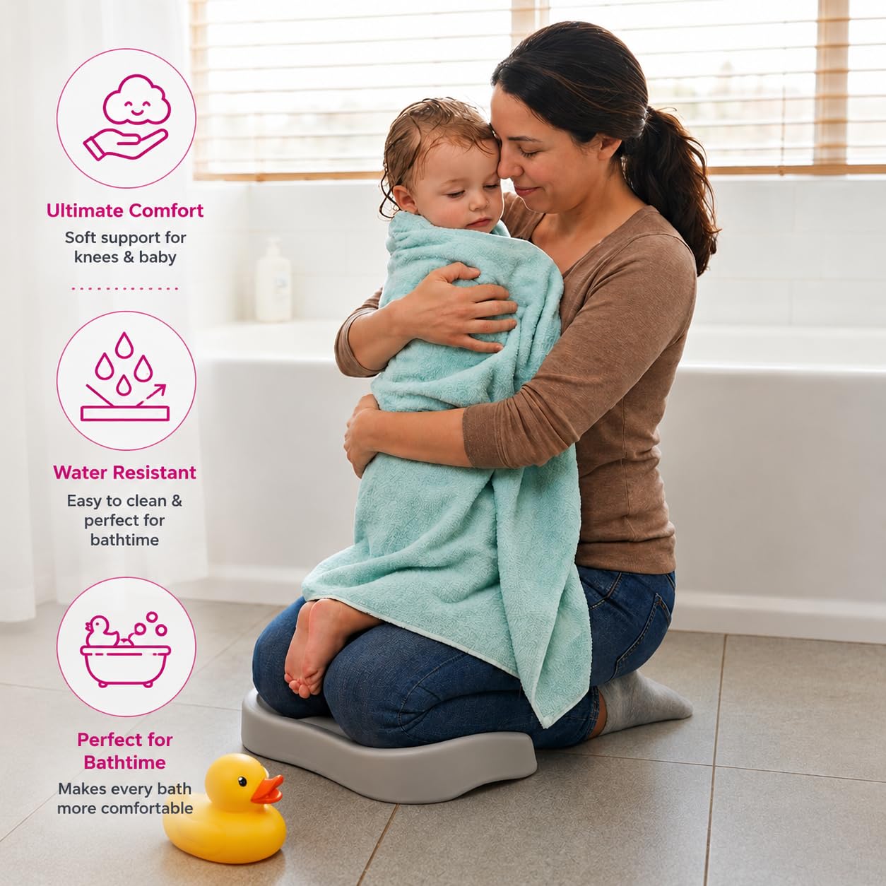 HUDU HEALTH Große Kniepolster Gartenarbeit Kniebank Baby Bad Knie Memory Foam Matte Kissen Aqua