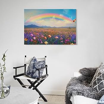 Amazon.co.jp: 絵画 雨上がりの花畑風景 アートパネル ポスター