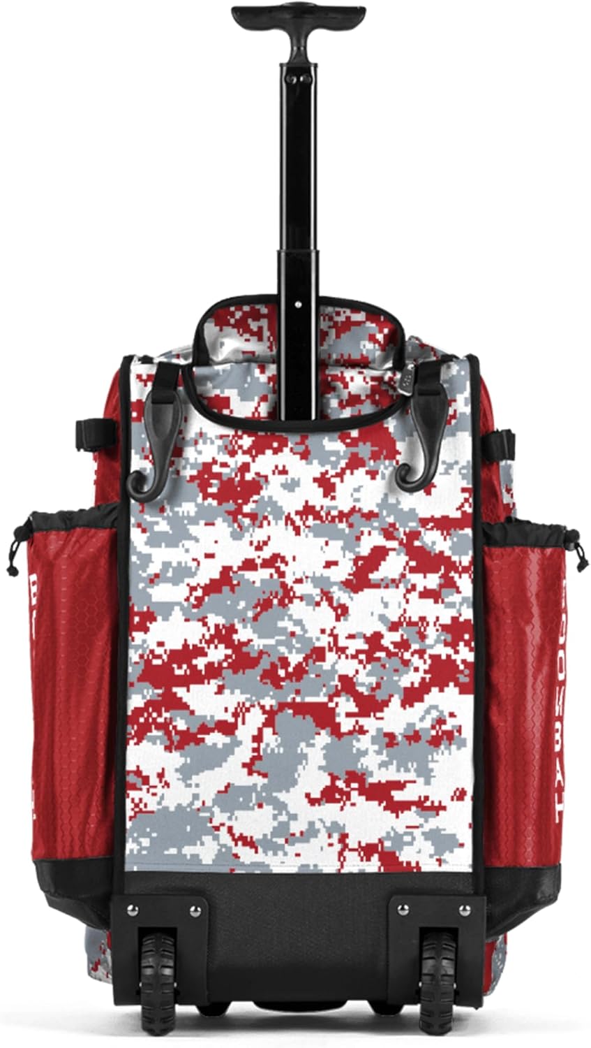 Boombah Rolling Catchers Superpack Baseball/Softball Gear Bag Digital Camo - 23-1/2" x 13-1/2" x 9-1/2" - Multiple Colors - Telescopic Handle and Holds 4 Bats - Wheeled Version