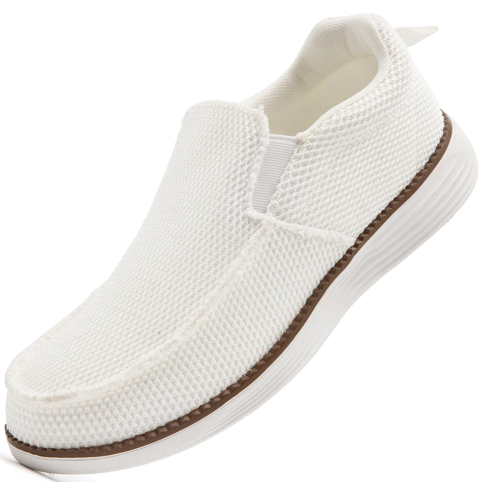 KTVHYW Mens Loafer Slip Op Sneakers Slipper Schoenen Hardloopschoenen Moccasins Sneakers Sportschoenen Comfortabele en Ademende Tennisschoenen wit-42