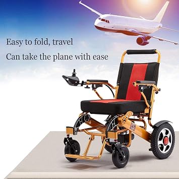 SISHUINIANHUA Folding Electric Wheelchair, Lightweight Wheelchair All Terrain Power Scooter Dual Motor Power Chair 12A Lithium Battery