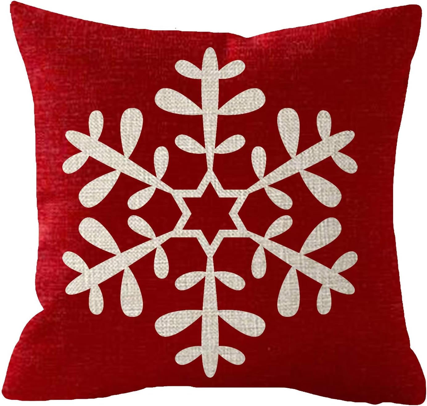 NewhomestyleNewhomestyle Throw Pillow Cover Have Yourself A Merry Little Christmas Beautiful Snowflakes Red Linen Home Decor Square Cushion Pillowcase 16x16 in