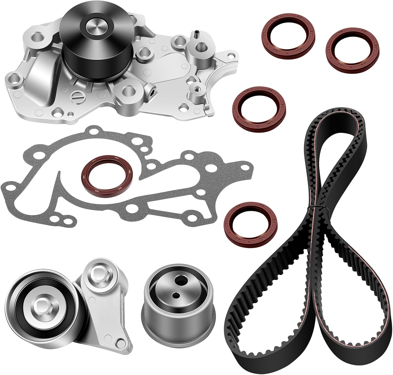 ECCPP Timing Belt Kit with Water Pump Compatible 2007-2009 For Hyundai Santa Fe,2007-2010 For Spectra Magentis,2006-2009 For Spectra Optima,2007-2012 For Spectra Rondo TS26337 252-940 146-2120