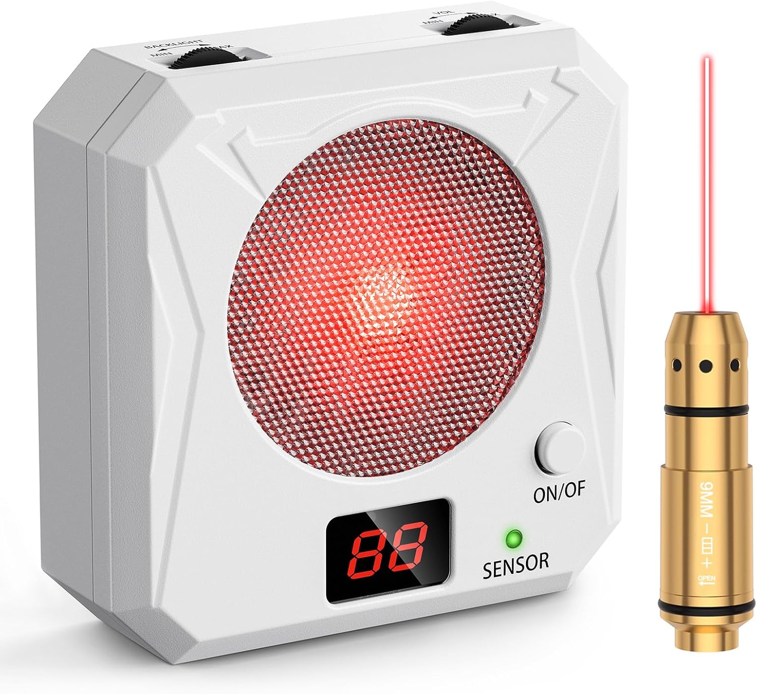 9mm Laser Training Cartridge and Target Kit Dry Fire Laser Training System Portable Rechargeable Electronic Target with 5 Difficulty Grade for Shooting Training