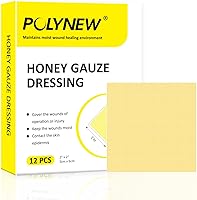 Vista 1 de Aderezo de gasa de miel de Manuka, paquete individual de 2 x 2 pulgadas, 12 unidades, gasa para el cuidado de heridas de miel de Manuka