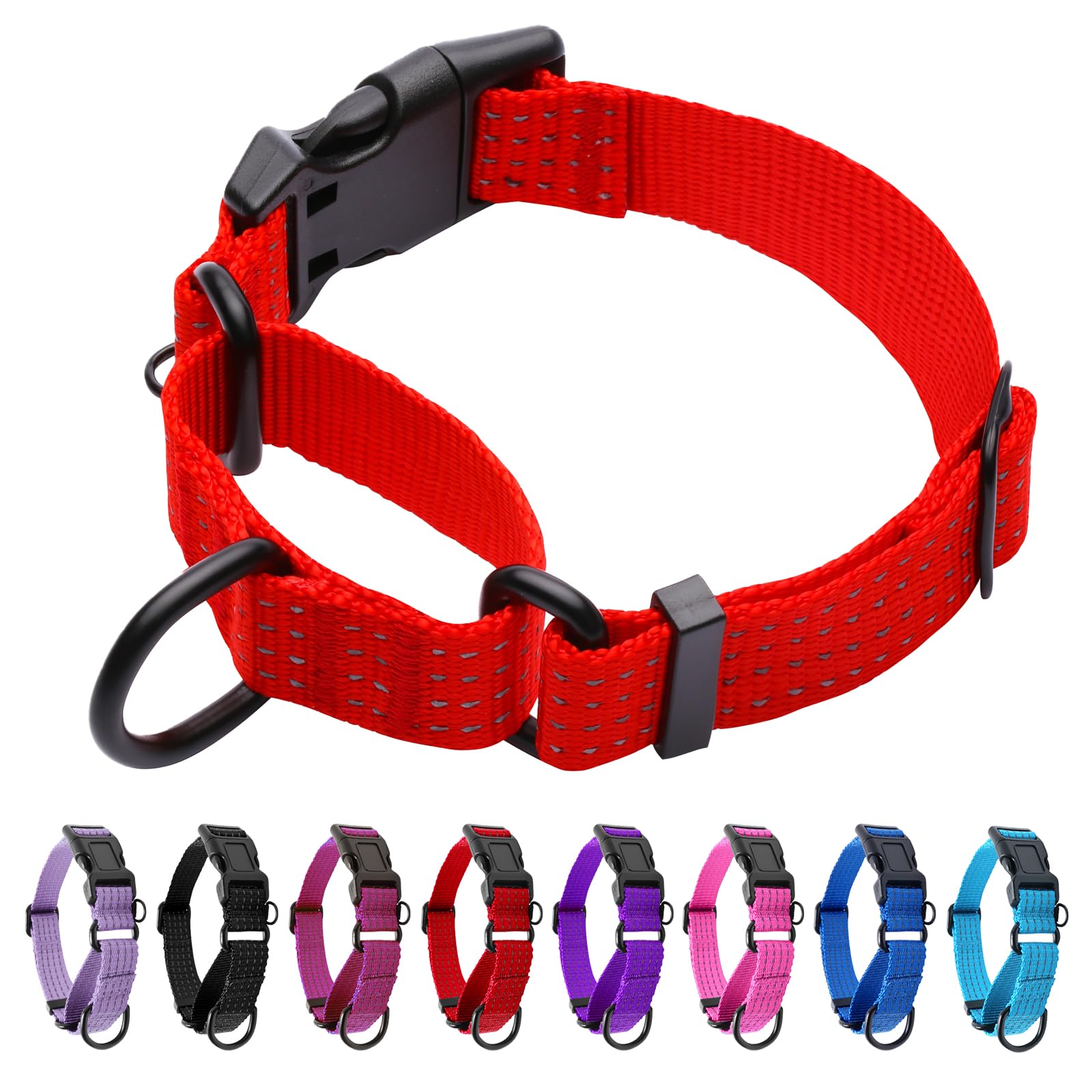 Martingale Dog Collar, Reflective No Pull, Red, XS