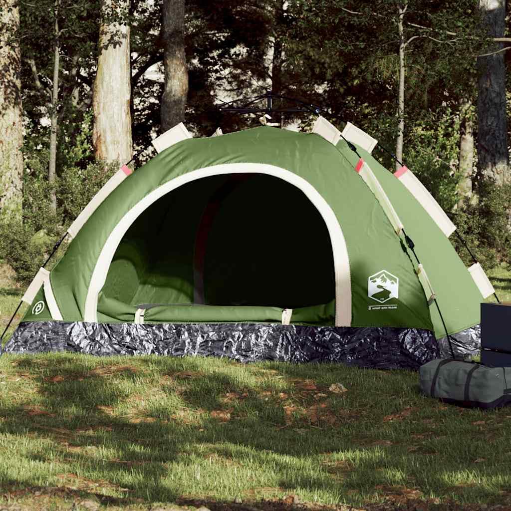 Tenda da campeggio per persone verde a cupola con sistema di sgancio rapido, tenda pop-up impermeabile, tenda da trekking ultraleggera con zanzariera, antivento, per campeggio, festival ed